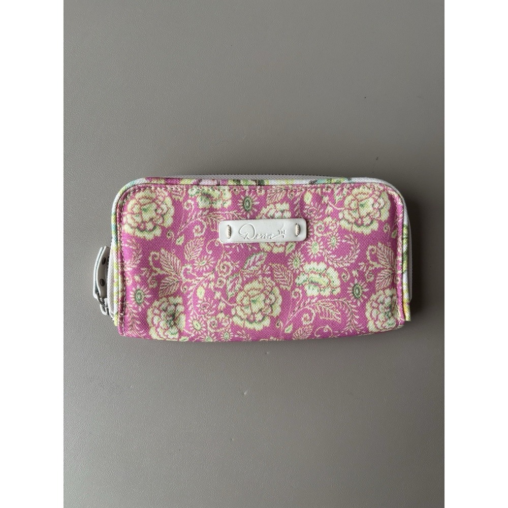 Dena Zip‎ Around Canvas Pink Floral Green Women's Wallet 7.5"x4"